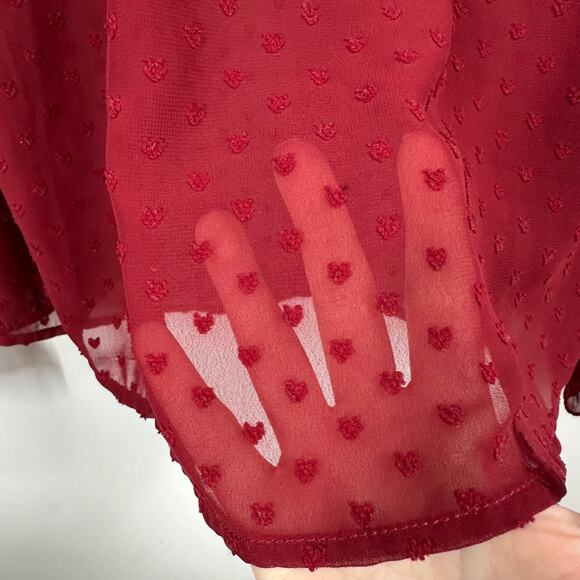 ModCloth Chiffon Hight Neck Blouse Large Heart Print‎ - Picture 4 of 7